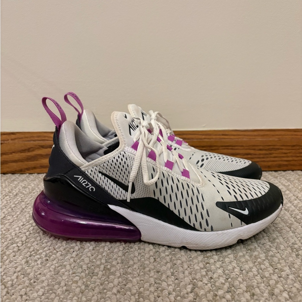 Nike Air Max 270 White and Purple Shoes